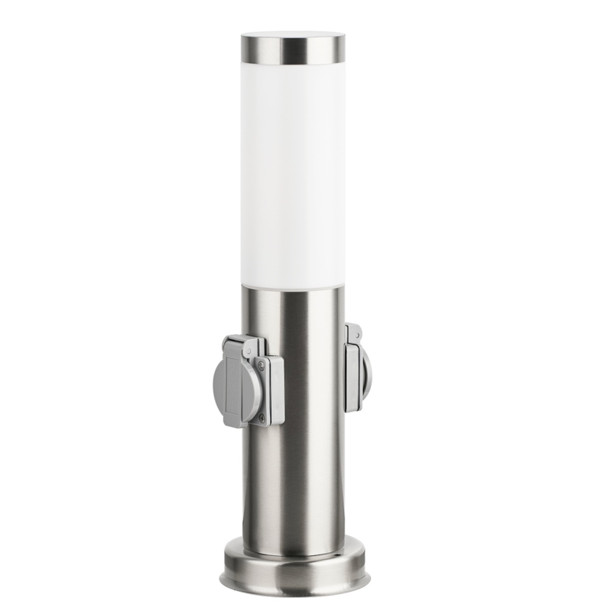 Brilagi - Ulkovalaisin NOVA 2 SCHUKO-pistorasiaa 1x E27/15W/230V 40 cm IP44 mattakromi