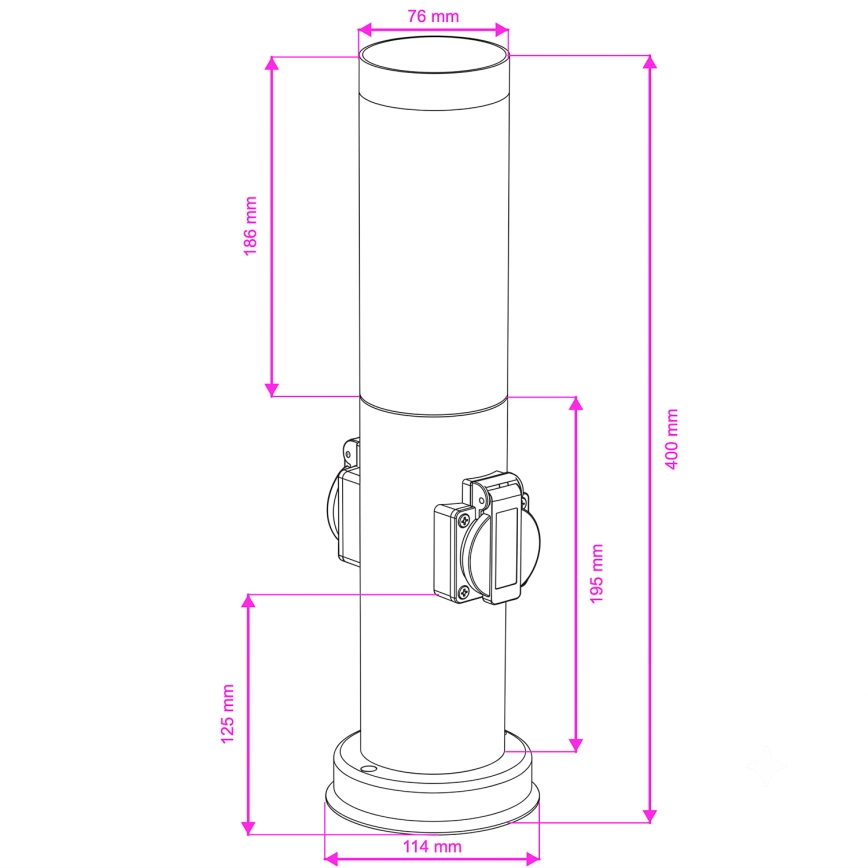 Brilagi - Ulkovalaisin NOVA 2 SCHUKO-pistorasiaa 1x E27/15W/230V 40 cm IP44 mattakromi