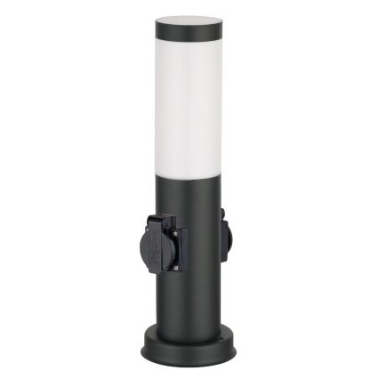 Brilagi - Ulkovalaisin, jossa 2 SCHUKO-pistorasiaa, NOVA, 1xE27/15W/230V, 40 cm, IP44, musta