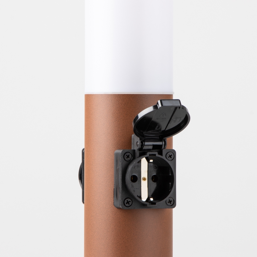 Brilagi - Ulkovalaisin kahdella SCHUKO-pistorasialla NOVA 1xE27/15W/230V 40 cm IP44 ruskea