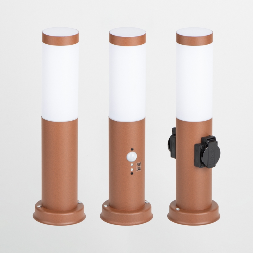 Brilagi - Ulkovalaisin kahdella SCHUKO-pistorasialla NOVA 1xE27/15W/230V 40 cm IP44 ruskea