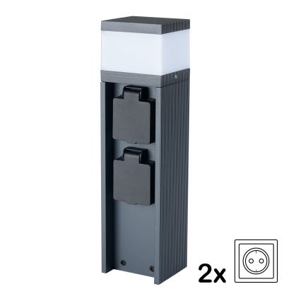 Brilagi - Ulkovalaisin kahdella SCHUKO-pistorasialla PILLAR 1xG9/11W/230V IP44 antrasiitti