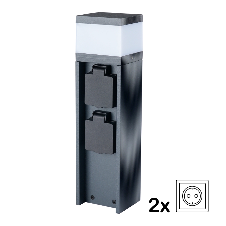 Brilagi - Ulkovalaisin kahdella SCHUKO-pistorasialla PILLAR 1xG9/11W/230V IP44 antrasiitti