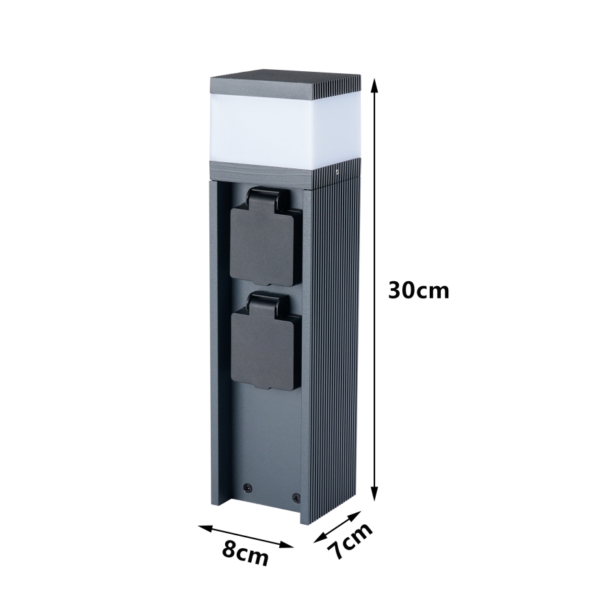 Brilagi - Ulkovalaisin kahdella SCHUKO-pistorasialla PILLAR 1xG9/11W/230V IP44 antrasiitti