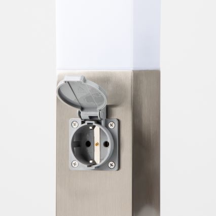 Brilagi - Ulkovalaisin kahdella SCHUKO-pistorasialla NOVA 1xE27/15W/230V 40 cm IP44 mattakromi