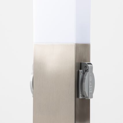 Brilagi - Ulkovalaisin kahdella SCHUKO-pistorasialla NOVA 1xE27/15W/230V 40 cm IP44 mattakromi