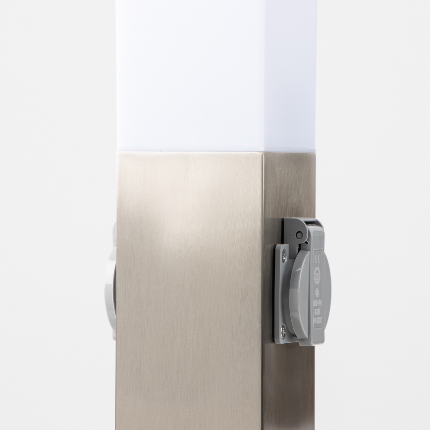 Brilagi - Ulkovalaisin kahdella SCHUKO-pistorasialla NOVA 1xE27/15W/230V 40 cm IP44 mattakromi
