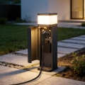 BRILAGI - Ulkovalaisin PILLAR, jossa 2 SCHUKO-pistorasiaa, 1xG9/11W/230V, IP44, antrasiitti
