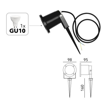BRILAGI - Ulkovalaisin TERRA 1xGU10/50W/230V IP65 musta