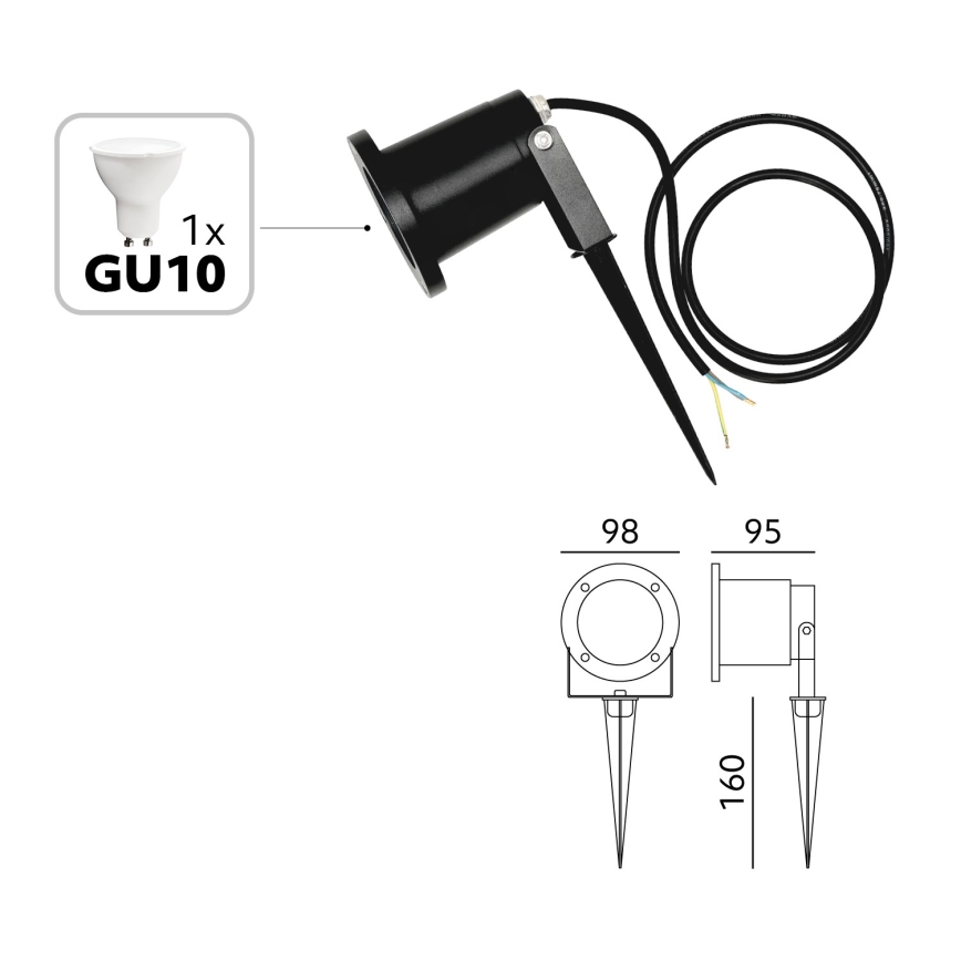 BRILAGI - Ulkovalaisin TERRA 1xGU10/50W/230V IP65 musta