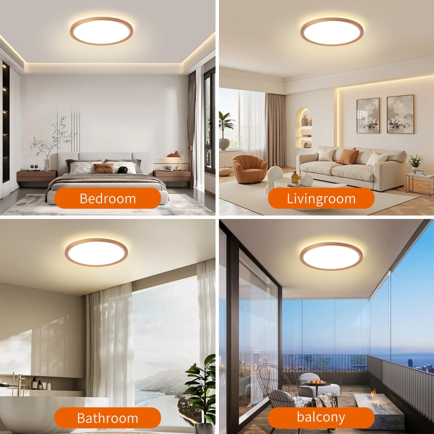 Brilagi - ULTRA SLIM LED-kylpyhuoneen kattovalaisin LED/24W/230V Ø 42 cm ruusukulta IP54