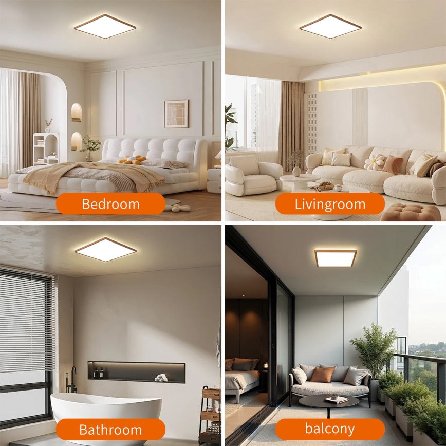 Brilagi - LED-kylpyhuoneen kattovalaisin ULTRA SLIM LED/24W/230V 42x42 cm ruusukulta IP54