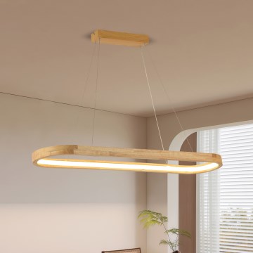 Brilagi - UMEA WOOD LED-riippuvalaisin ripustusvaijerilla LED/40W/230V 90x22 cm puinen