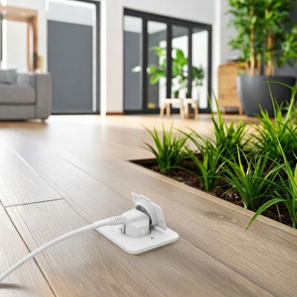 Brilagi - Upotettava ulkolattiapistorasia IP55, valkoinen, suorakulmainen