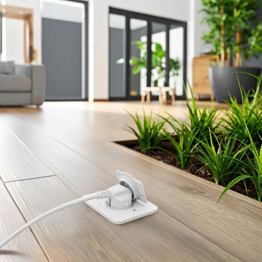 Brilagi - Upotettava ulkolattiapistorasia IP55, valkoinen, suorakulmainen