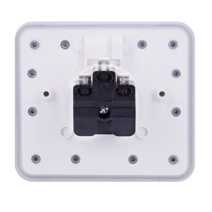 Brilagi - Upotettava ulkolattiapistorasia IP55, valkoinen, suorakulmainen