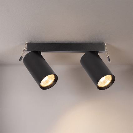 Brilagi - Uppoasennettava kattovalaisin SELE 2xGU10/30W/230V musta