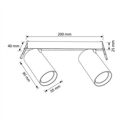 Brilagi - Uppoasennettava kattovalaisin SELE 2xGU10/30W/230V musta