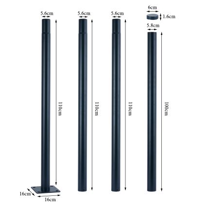 Brilagi - URBANSPARK LED katuvalaisin pylväällä 4 m, 120W, 230V, antrasiitti, IP65