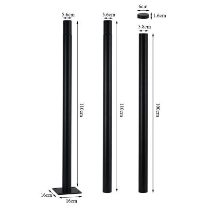 Brilagi - URBANSPARK LED-katuvalaisin 60 W / 230 V, 3 m pylväs, musta, IP65