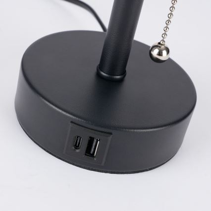 Brilagi - USB-portilla varustettu pöytälamppu TABLON 1xE27/25W/230V musta/kerma