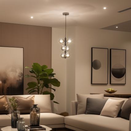 Brilagi - vaijerikiinnitteinen LED-riippuvalaisin MILLA 6xG9/3W/230V mustakromi/savulasi