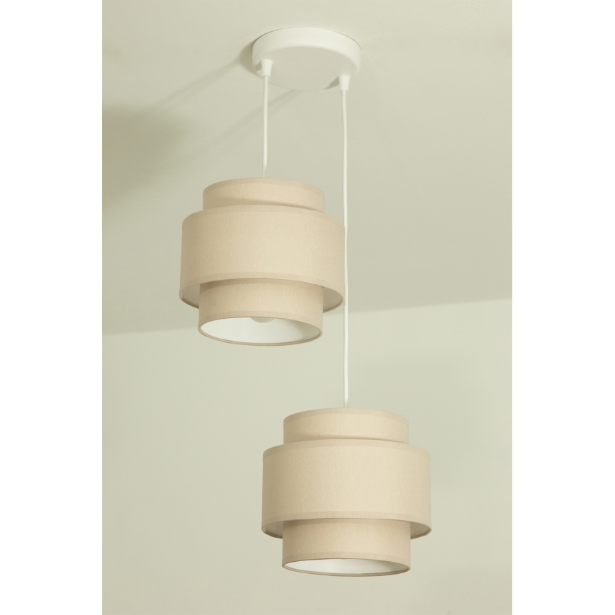 Brilagi - Vaijerilla ripustettava RESNA-riippuvalaisin 2xE27/60W/230V, Ø 30 cm, beige