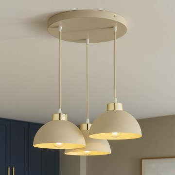 Brilagi - Vaijerilla ripustettava riippuvalaisin MOON 3xE27/60W/230V beige/kulta