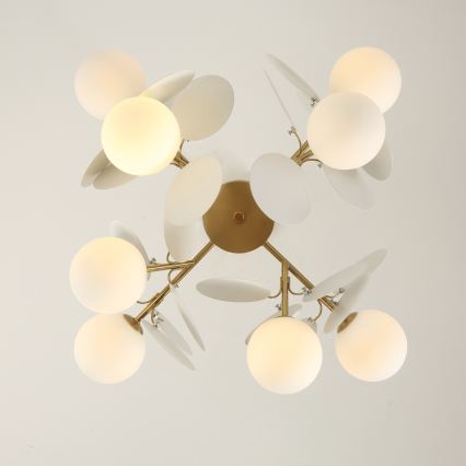 Brilagi - Varrellinen kattokruunu BALMO 8xG9/9W/230V halkaisija 60 cm kulta/valkoinen