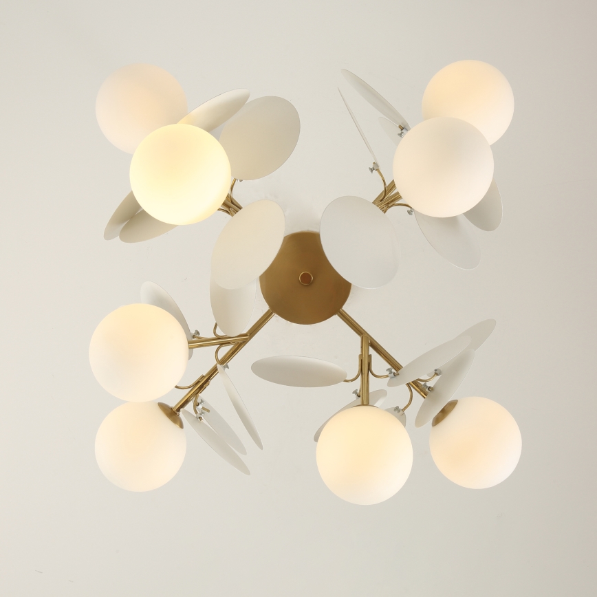 Brilagi - Varrellinen kattokruunu BALMO 8xG9/9W/230V halkaisija 60 cm kulta/valkoinen