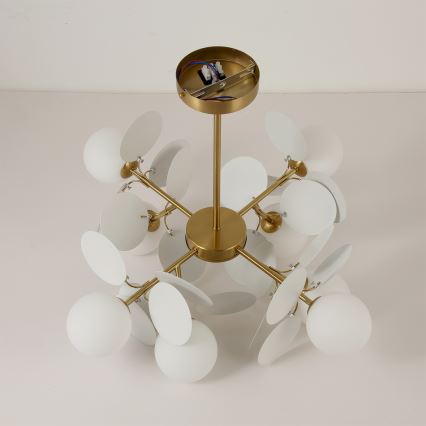 Brilagi - Varrellinen kattokruunu BALMO 8xG9/9W/230V halkaisija 60 cm kulta/valkoinen