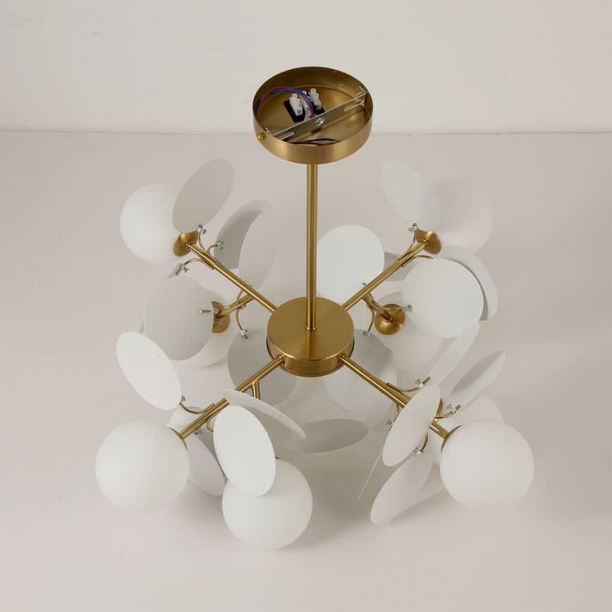 Brilagi - Varrellinen kattokruunu BALMO 8xG9/9W/230V halkaisija 60 cm kulta/valkoinen