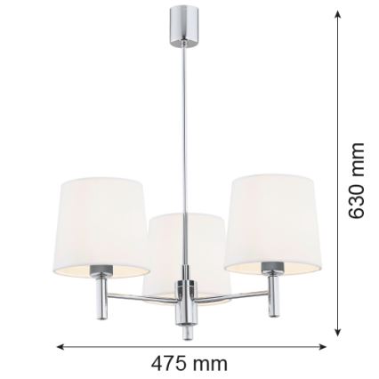 Brilagi - Varrellinen kattokruunu MONTE 3xE27/15W/230V kermanvärinen/kiiltävä kromi