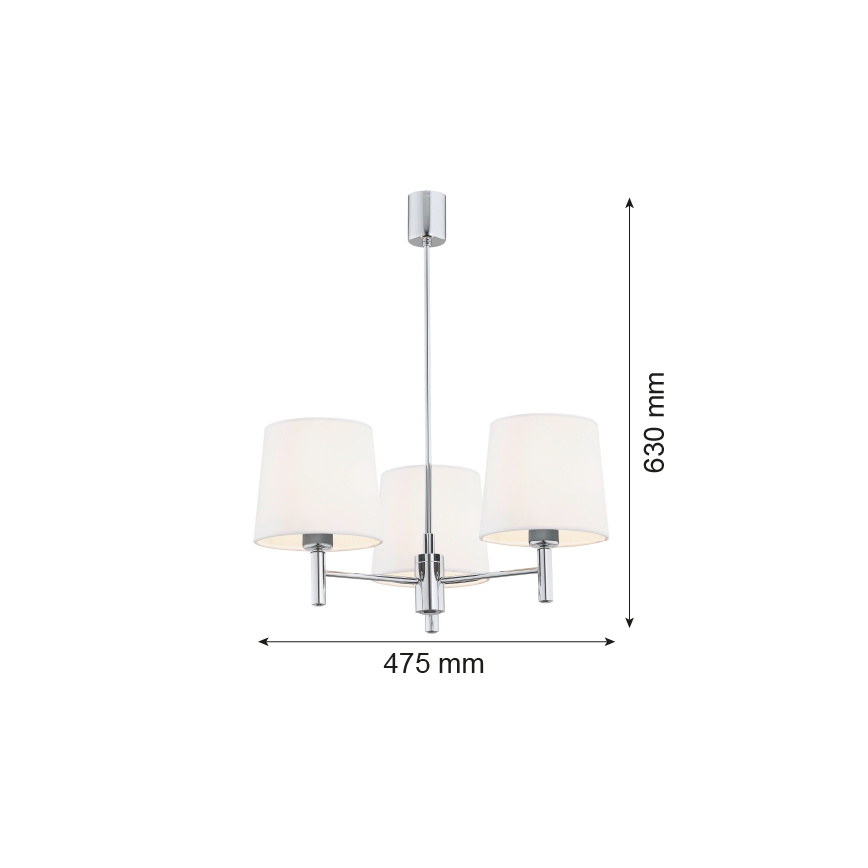 Brilagi - Varrellinen kattokruunu MONTE 3xE27/15W/230V kermanvärinen/kiiltävä kromi