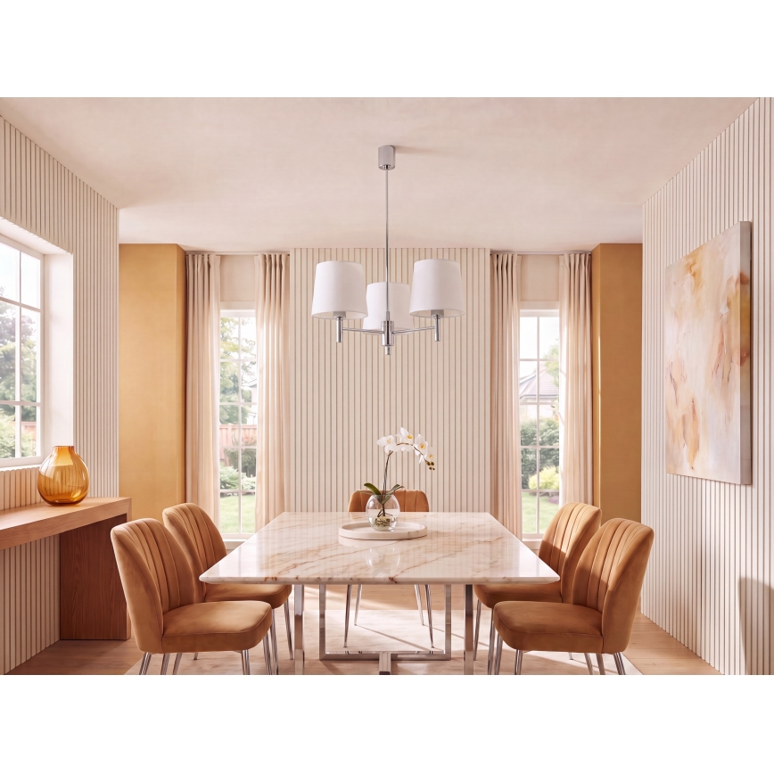 BRILAGI - Varrellinen kattokruunu MONTE 3xE27/60W/230V kermanvärinen/kiiltävä kromi