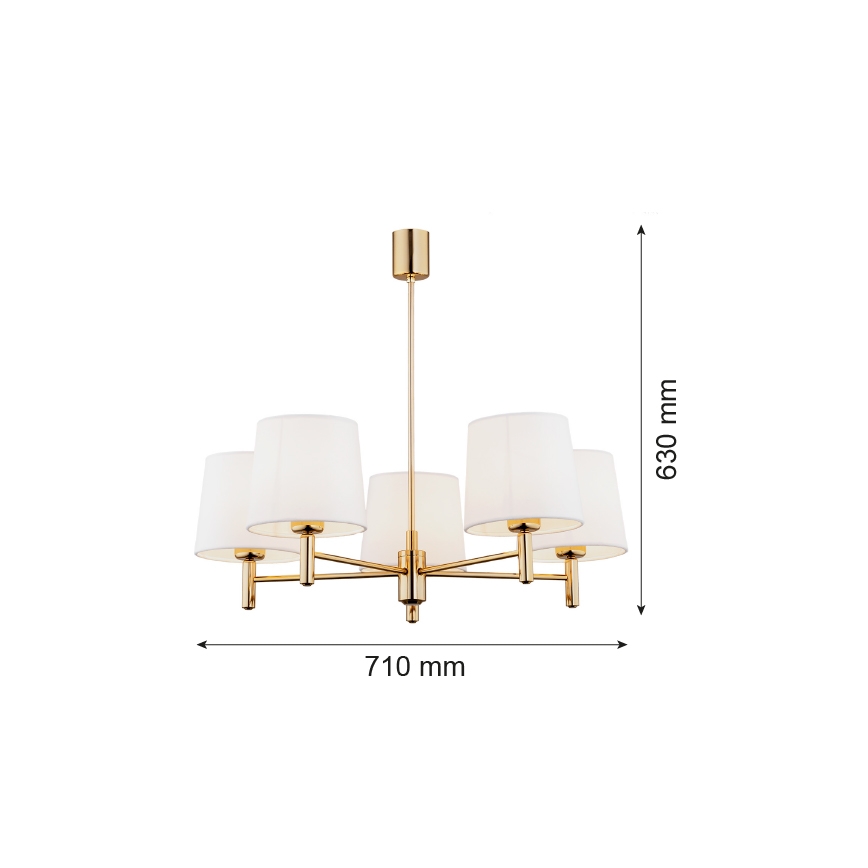 Brilagi - Varrellinen kattokruunu MONTE 5xE27/15W/230V kerma/kulta