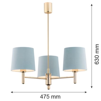 Brilagi - Varrellinen riippuvalaisin MONTE 3xE27/15W/230V sininen/kultainen
