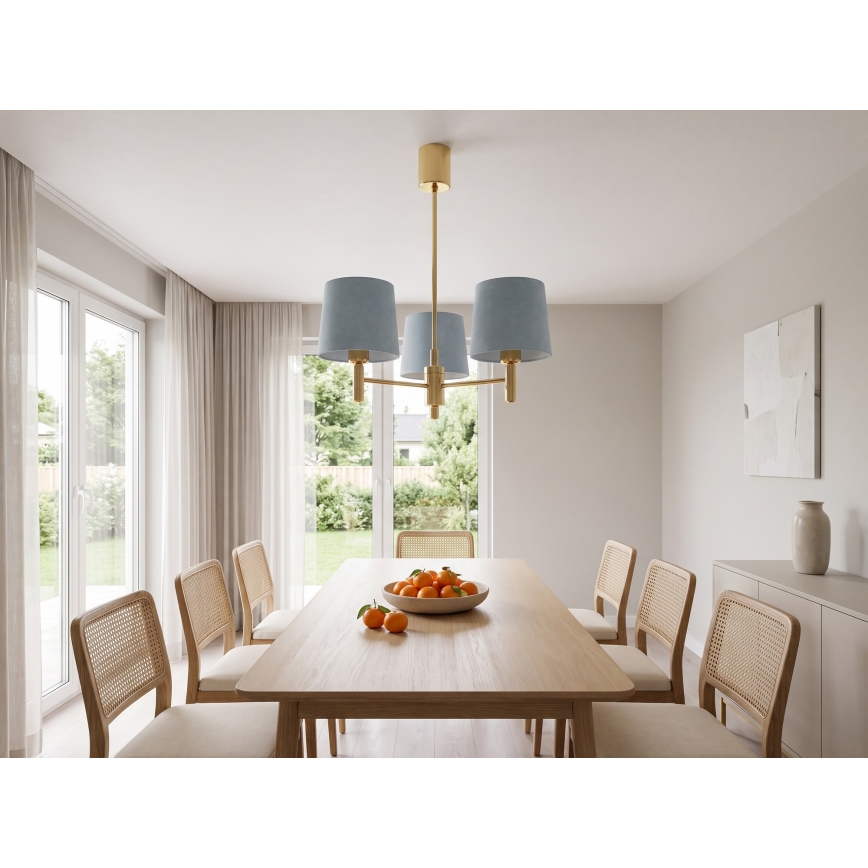 BRILAGI - Varrellinen riippuvalaisin MONTE 3xE27/60W/230V sininen/kultainen