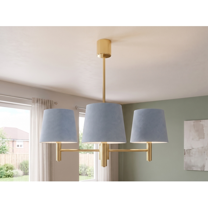 BRILAGI - Varrellinen riippuvalaisin MONTE 3xE27/60W/230V sininen/kultainen