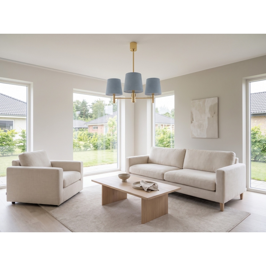BRILAGI - Varrellinen riippuvalaisin MONTE 3xE27/60W/230V sininen/kultainen