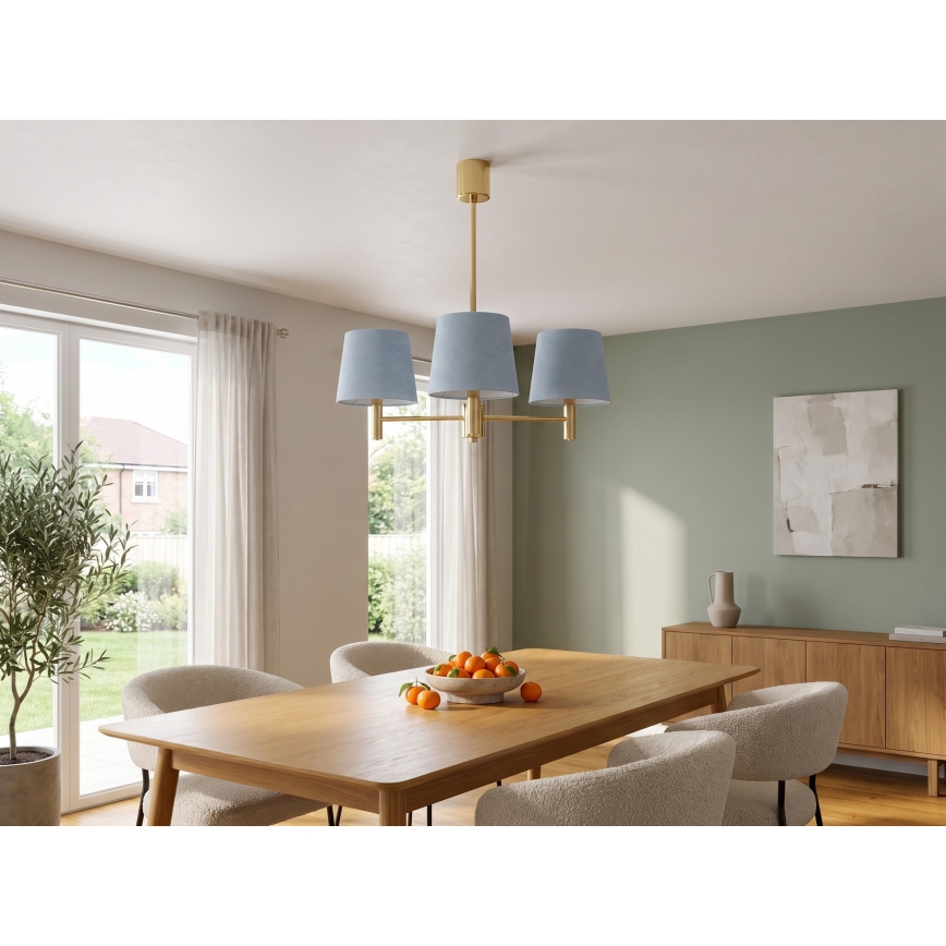 BRILAGI - Varrellinen riippuvalaisin MONTE 3xE27/60W/230V sininen/kultainen