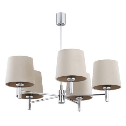 BRILAGI - Varrellinen riippuvalaisin MONTE 5xE27/60W/230V beige/kiiltävä kromi