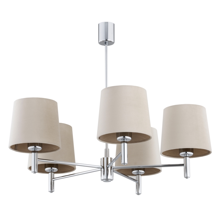 BRILAGI - Varrellinen riippuvalaisin MONTE 5xE27/60W/230V beige/kiiltävä kromi