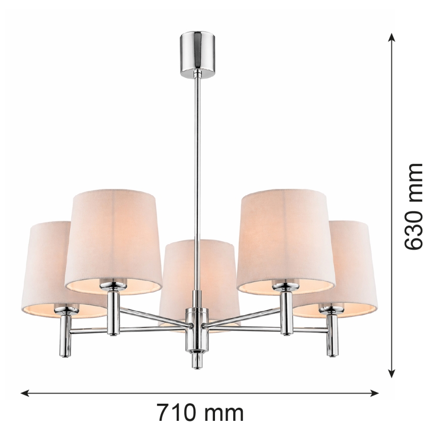BRILAGI - Varrellinen riippuvalaisin MONTE 5xE27/60W/230V beige/kiiltävä kromi