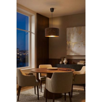 Brilagi - VELVET-riippuvalaisin kaapelilla, 1xE27/60W/230V, halkaisija 40 cm, ruskea/kultainen