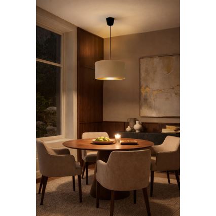 Brilagi - VELVET-riippuvalaisin vaijerilla 1xE27/60W/230V halkaisija 40 cm beige/kultainen