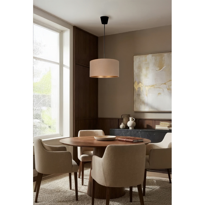 Brilagi - VELVET-riippuvalaisin vaijerilla 1xE27/60W/230V halkaisija 40 cm beige/kultainen
