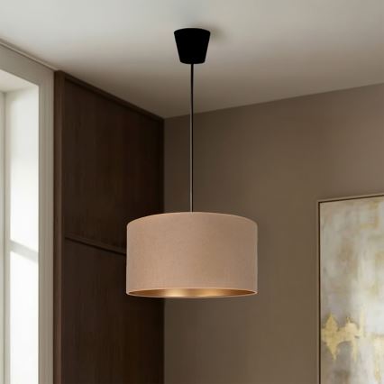 Brilagi - VELVET-riippuvalaisin vaijerilla 1xE27/60W/230V halkaisija 40 cm beige/kultainen