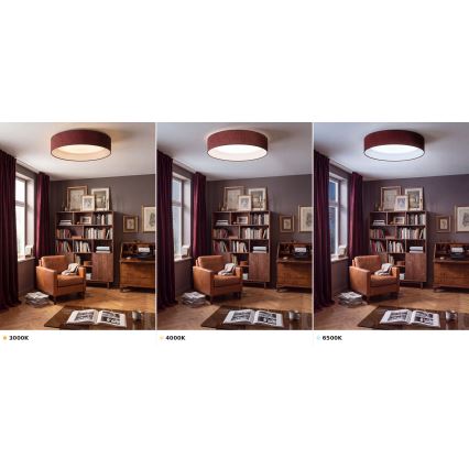 BRILAGI - LED-kattovalaisin VELVET VARI LED/24W/230V 3000/4000/6500K Ø 45 cm viininpunainen