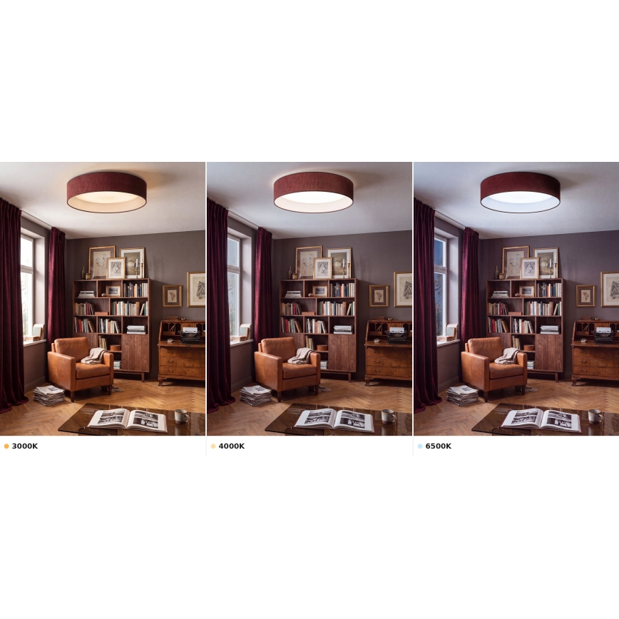 BRILAGI - LED-kattovalaisin VELVET VARI LED/24W/230V 3000/4000/6500K Ø 45 cm viininpunainen